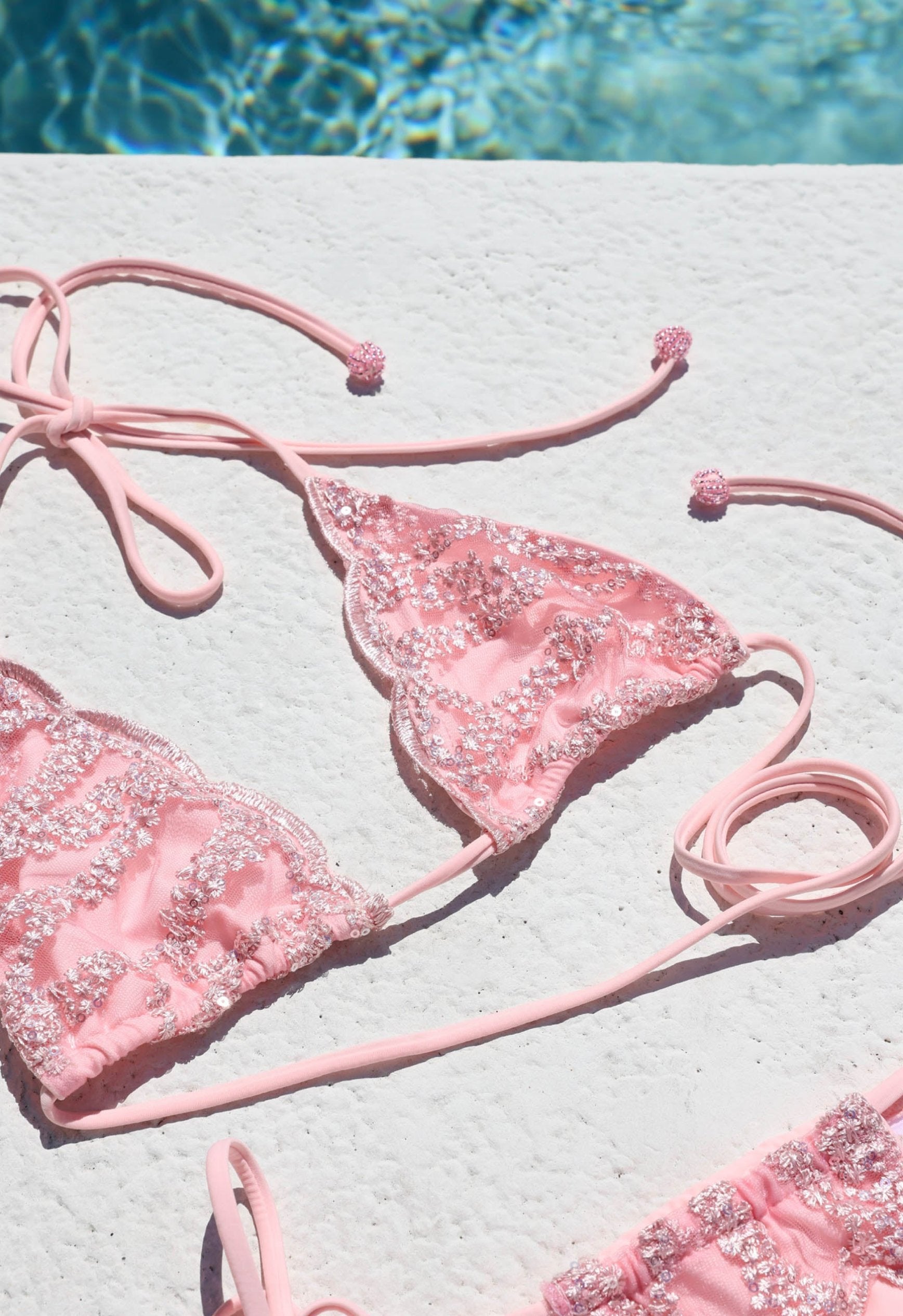 Embroidered Pink Clam Shell Bikini