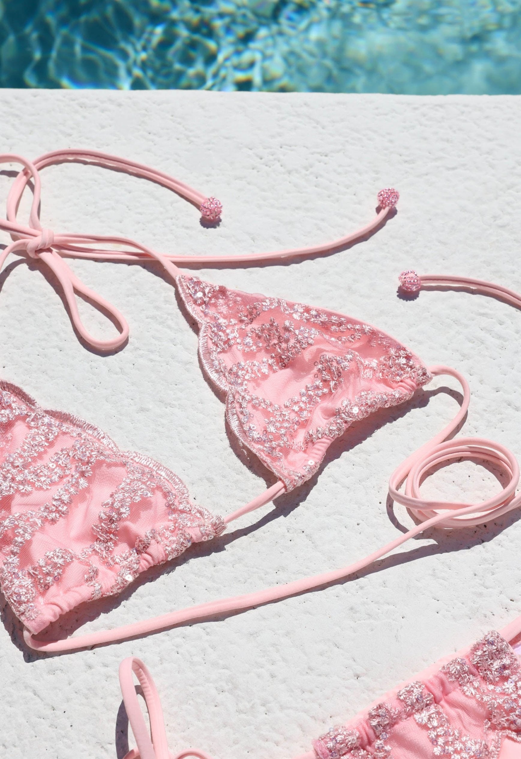 Embroidered Pink Clam Shell Bikini - SoBe Girl