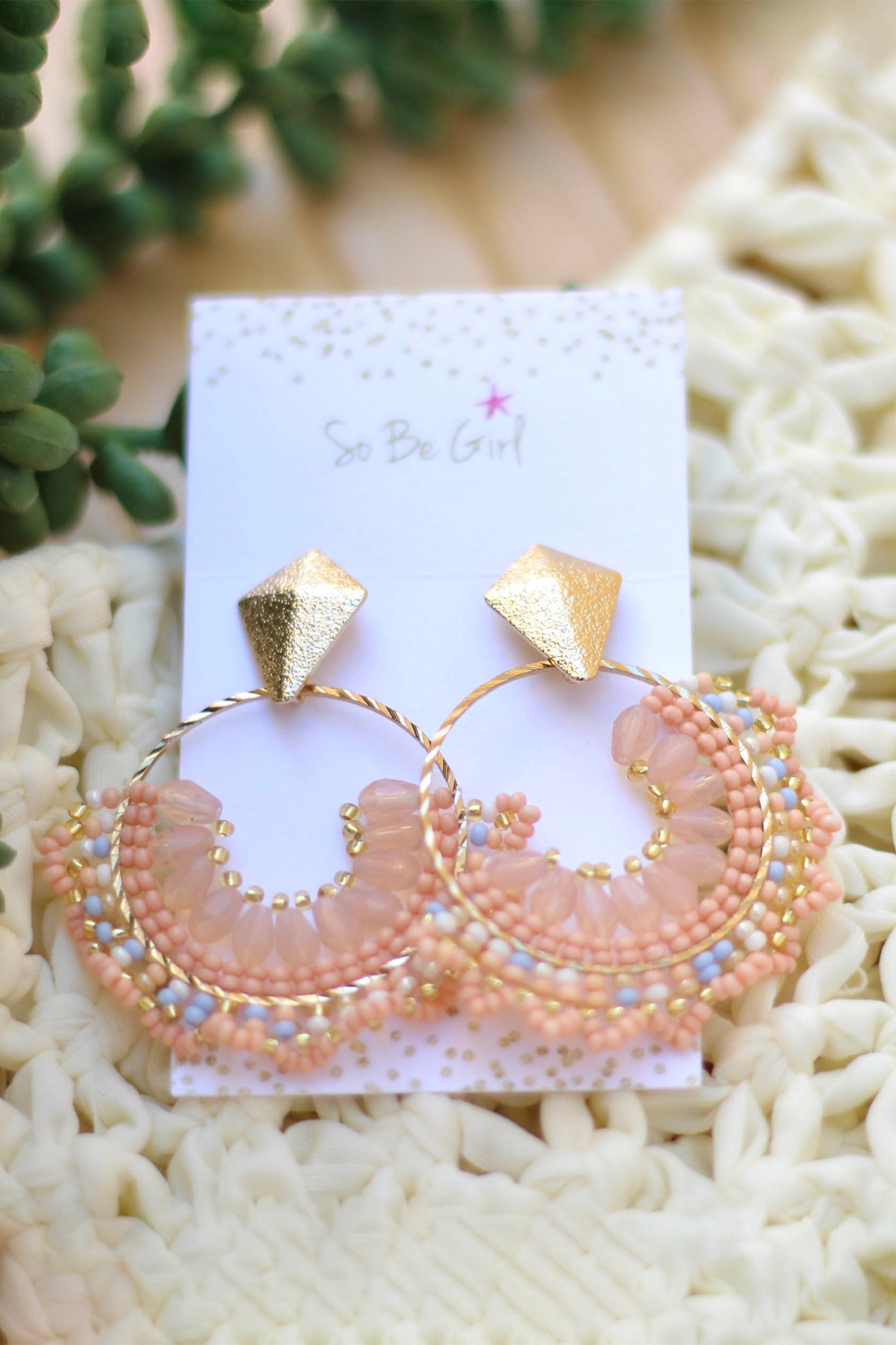 Leilani Pink Beaded Earrings